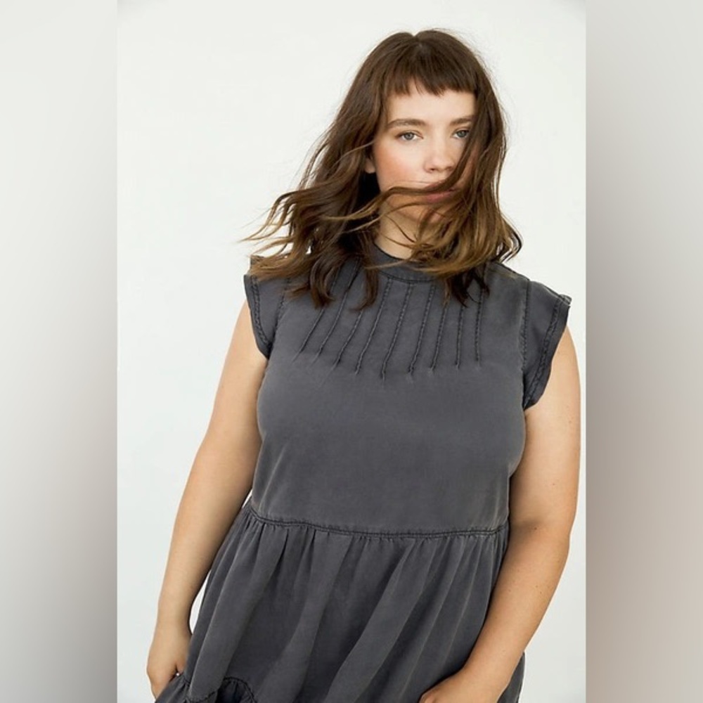 Anthropologie Jenee Sleeveless Tiered Pintuck Mini Dress Plus Size 2X